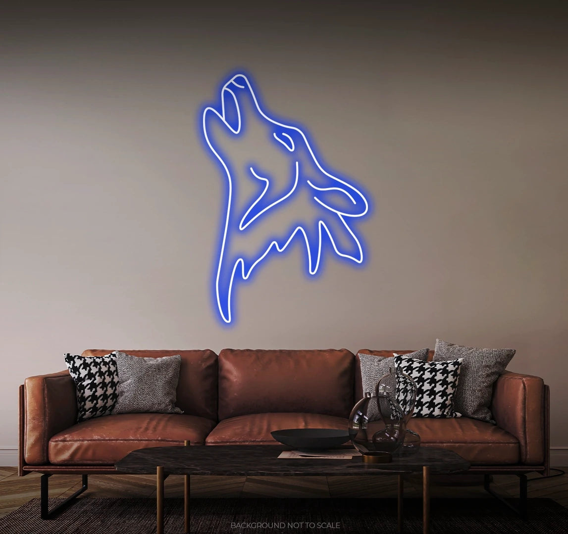 Wolf howling LED neon