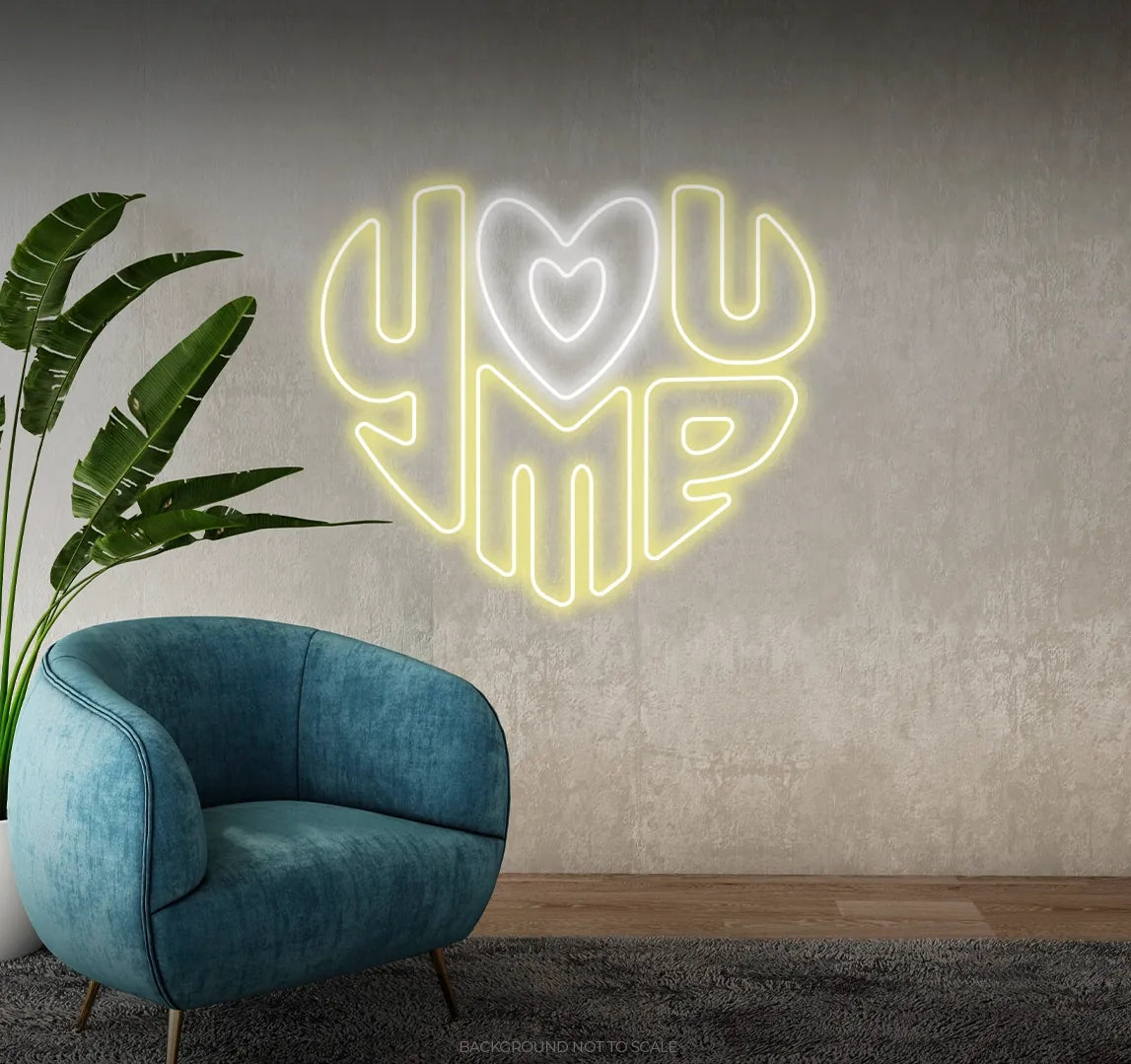 You me heart LED neon