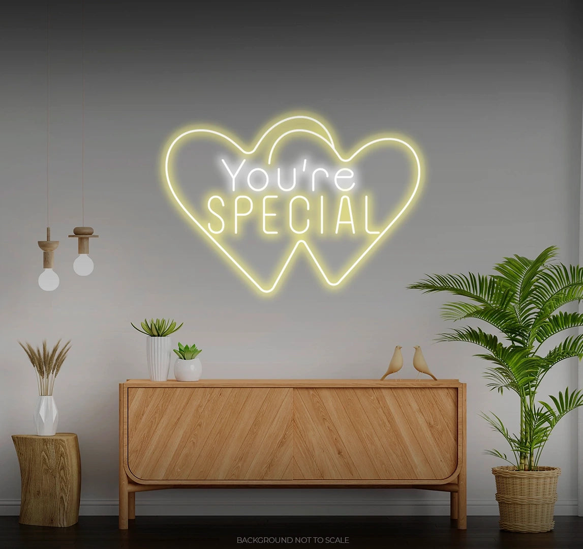 You're special in double heart LED neon