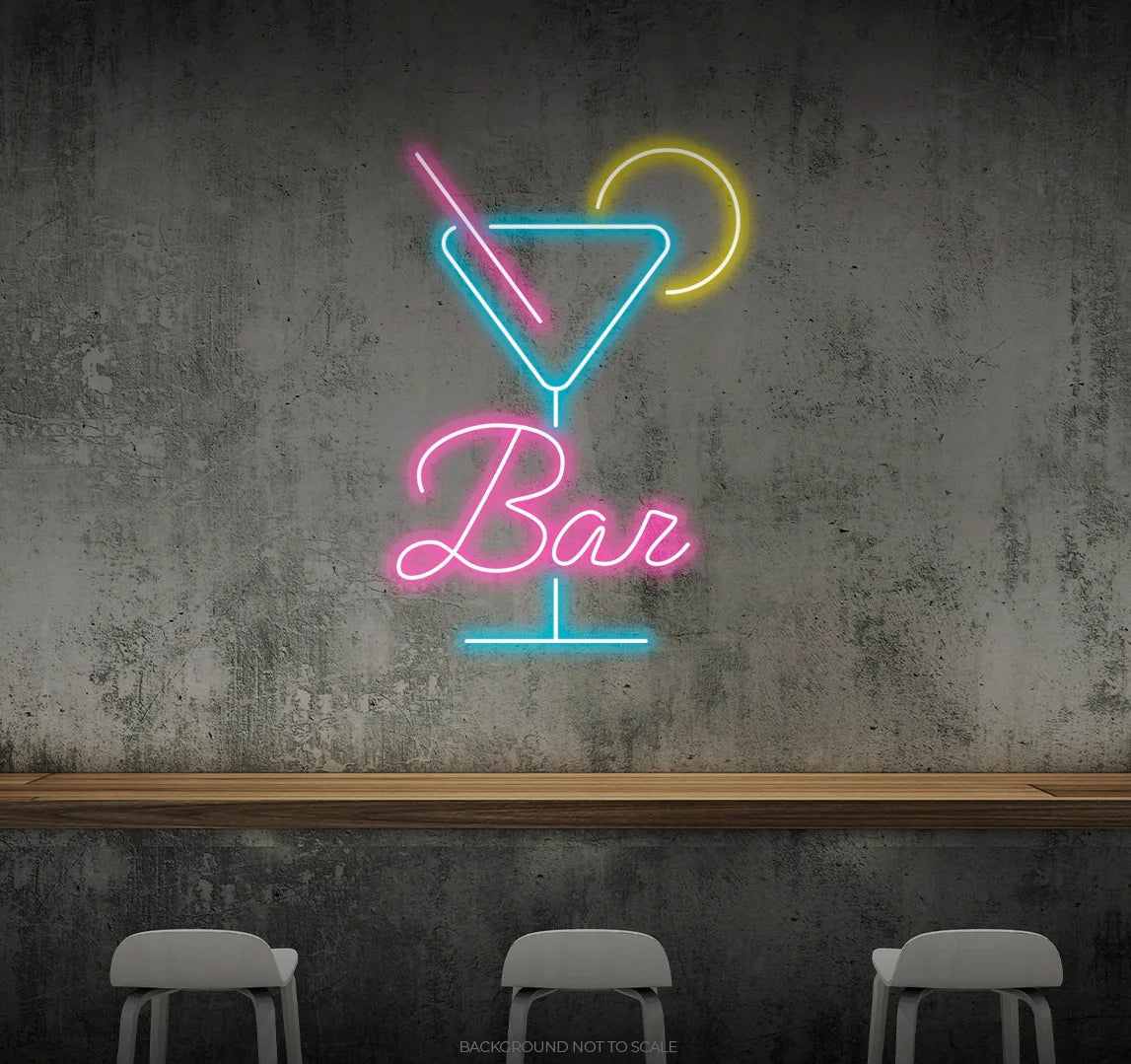 Bar and coctail glass ledneon