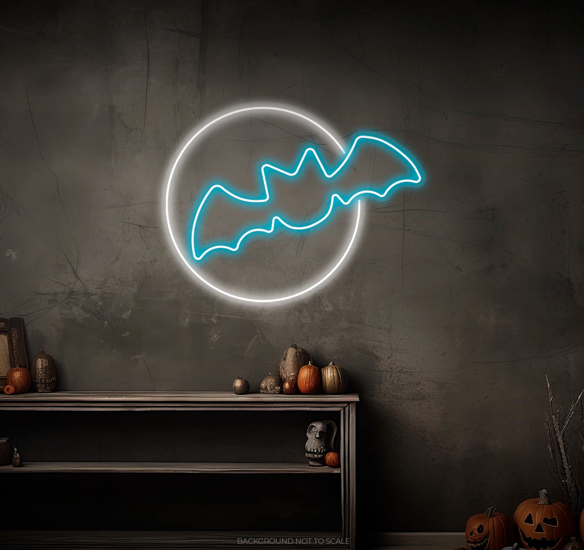 Bat and moon ledneon