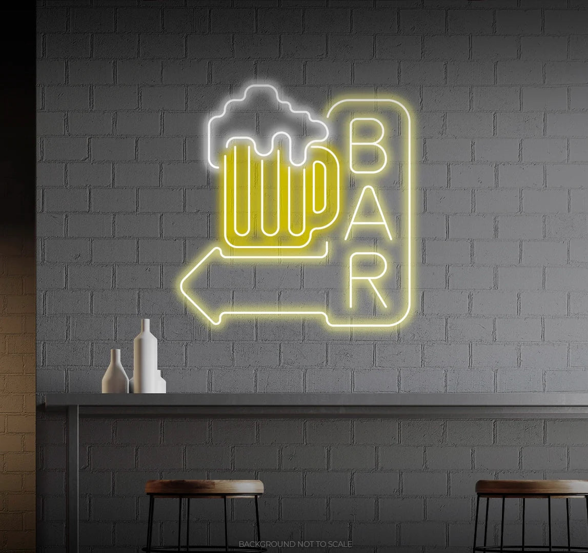 Beer mug and bar arrow ledneon