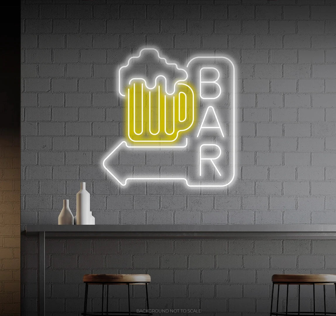 Beer mug and bar arrow ledneon