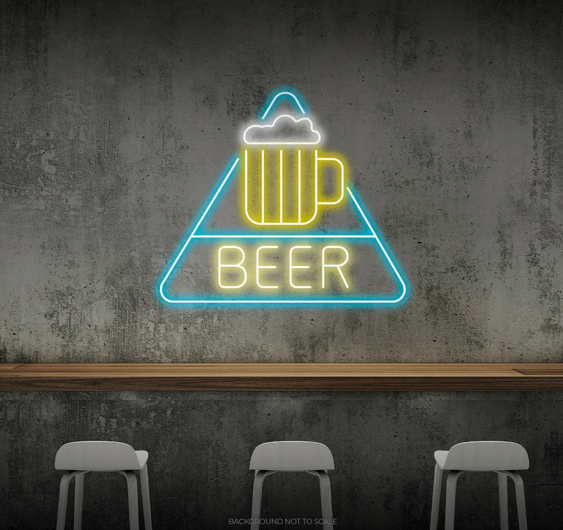 Beer mug in triangle ledneon