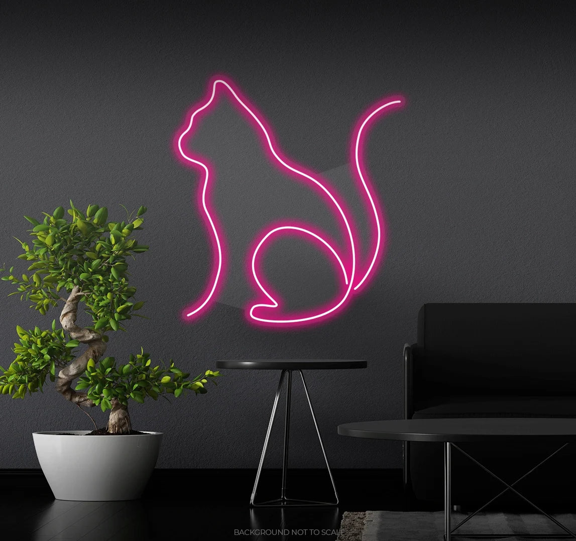 Cat is sitting ledneon