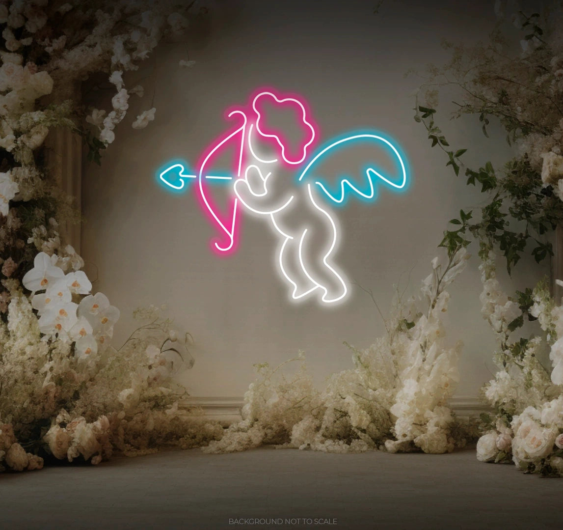 Cupid love angel with arrow ledneon