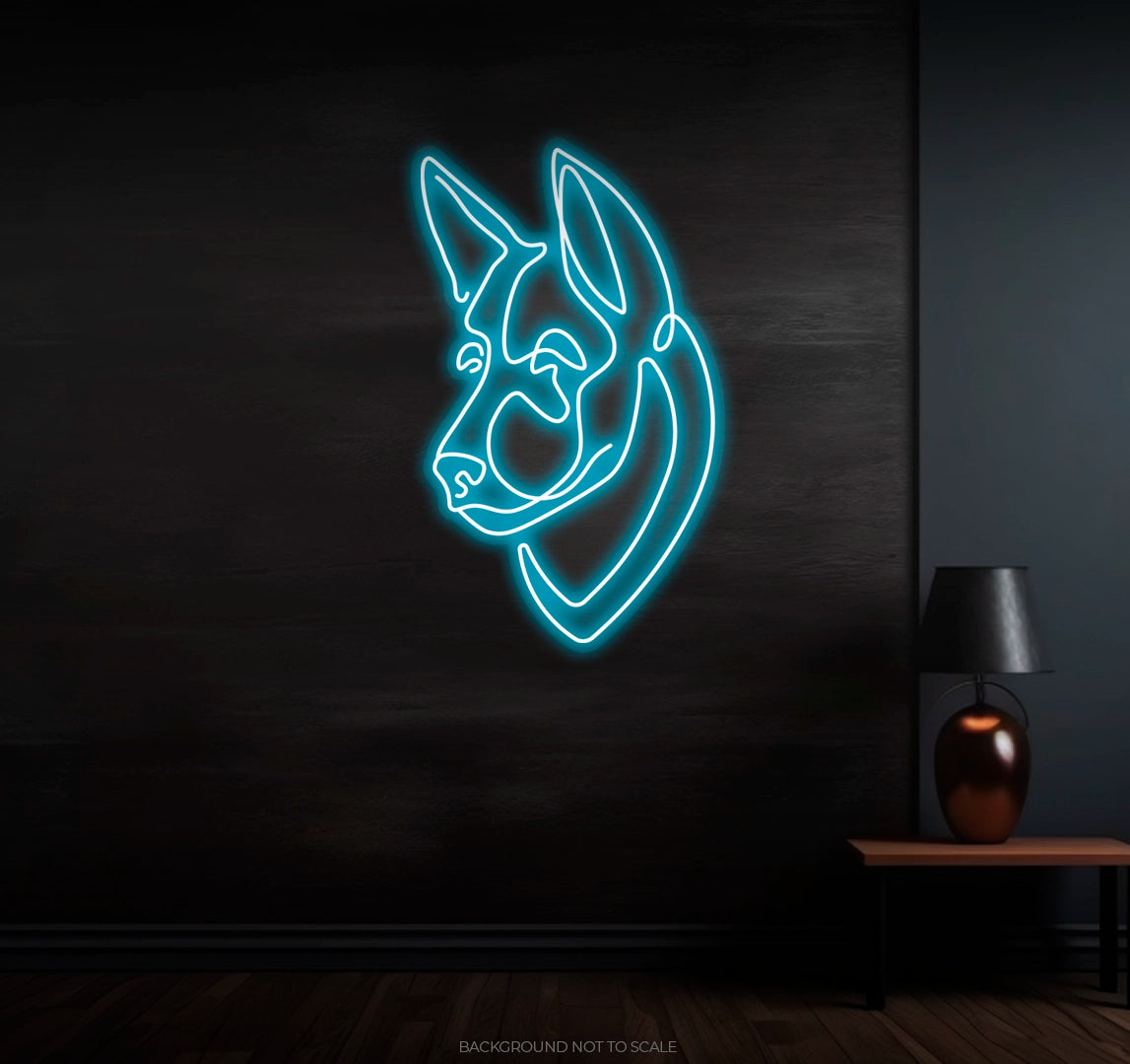 Dog head ledneon