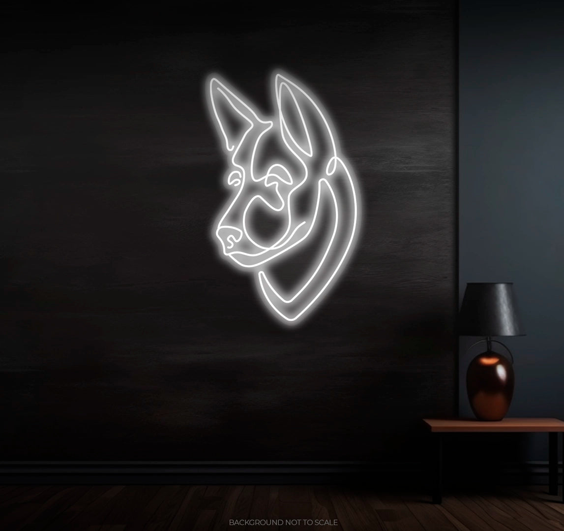 Dog head ledneon