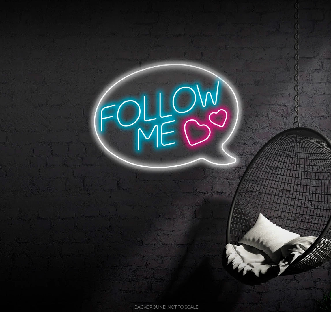 Follow me heart speech balloon ledneon