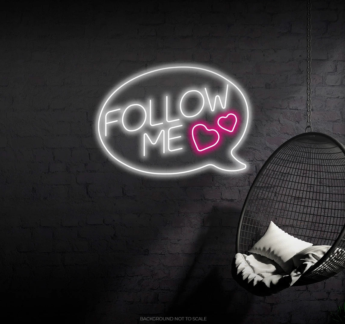 Follow me heart speech balloon ledneon