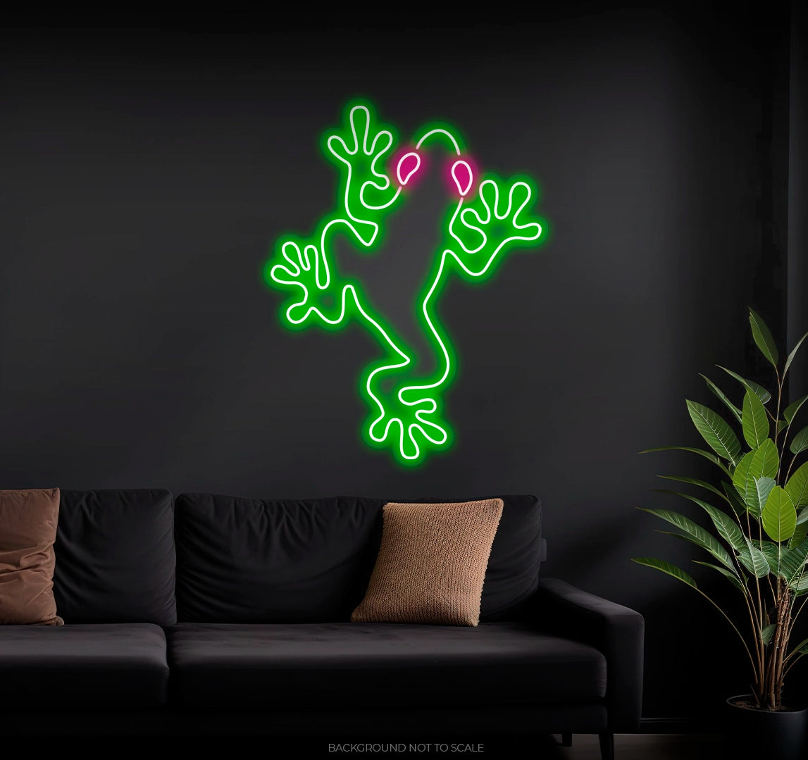 Frog climbing the wall ledneon