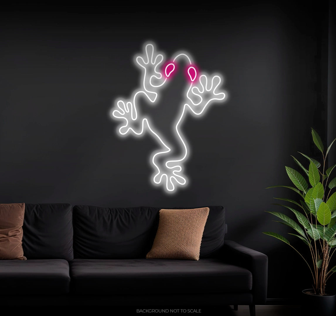 Frog climbing the wall ledneon