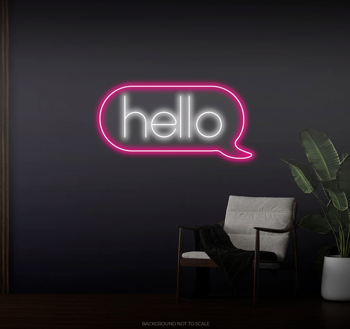 Hello speech balloon ledneon