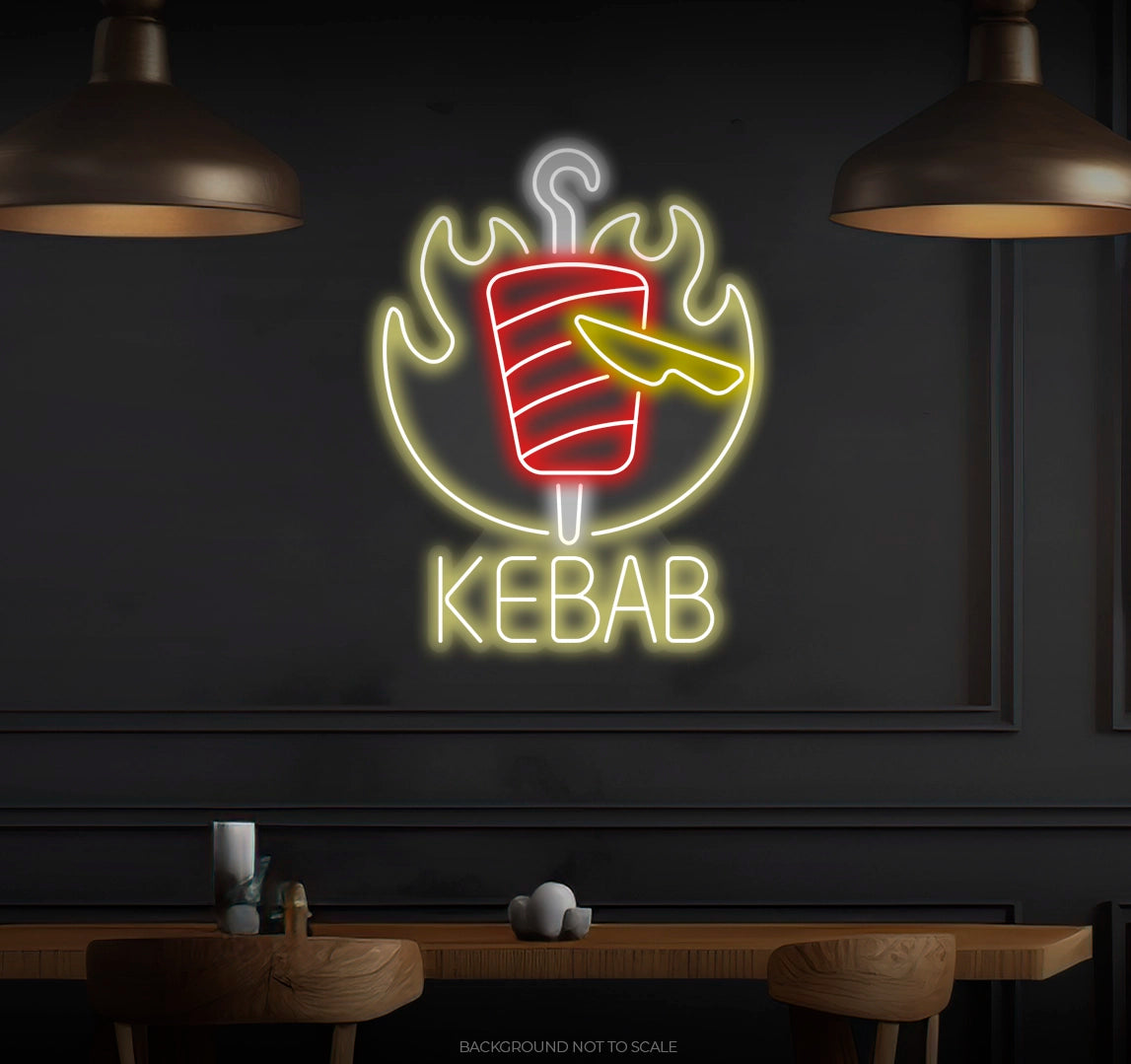 Kebab in flames ledneon