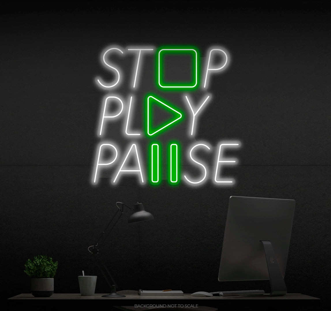 Stop play pause ledneon